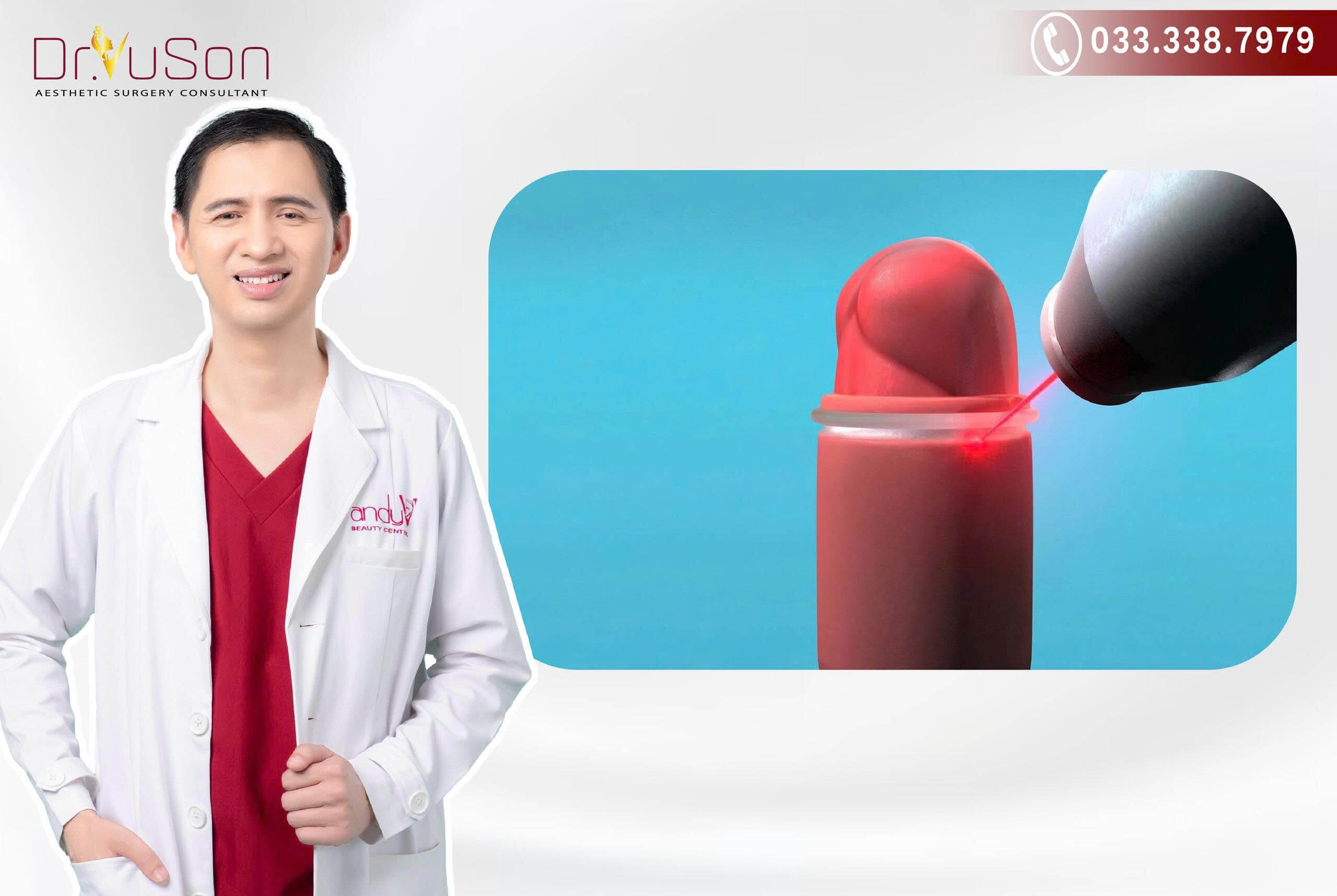 Cận cảnh thiết bị y tế hiện đại dùng trong phẫu thuật cắt bao quy đầu laser giúp cầm máu tốt và mau lành